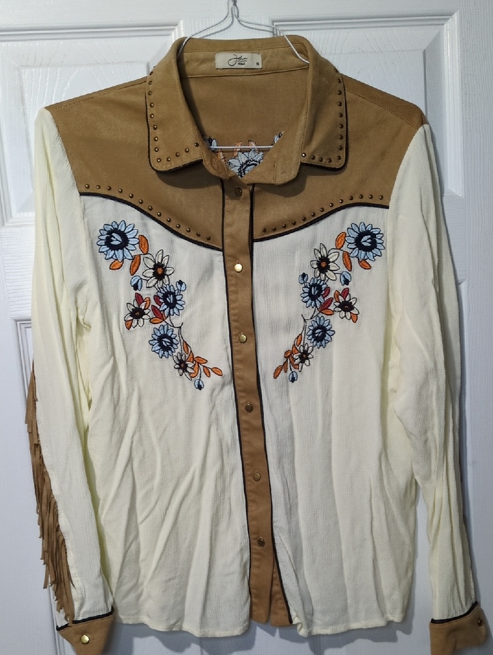 Western Embroidered Fringe Button-up Vintage Boho Rodeo Cowgirl Festival Retro